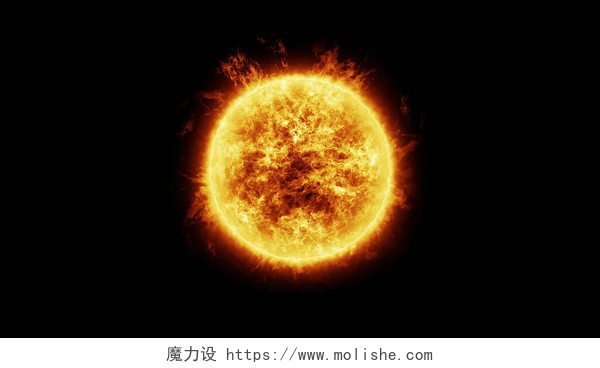黑色背景中的3d渲染太阳太阳在太空中黑色背景的3D渲染
